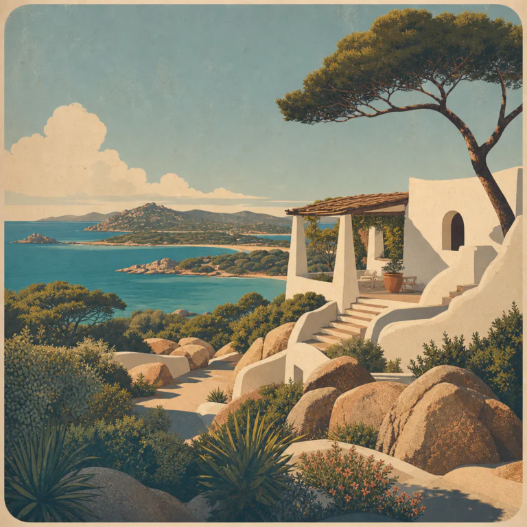 Illustration of Costa Smeralda: equilibrio sostenibile, progetto esclusivo tra turismo e paesaggio
