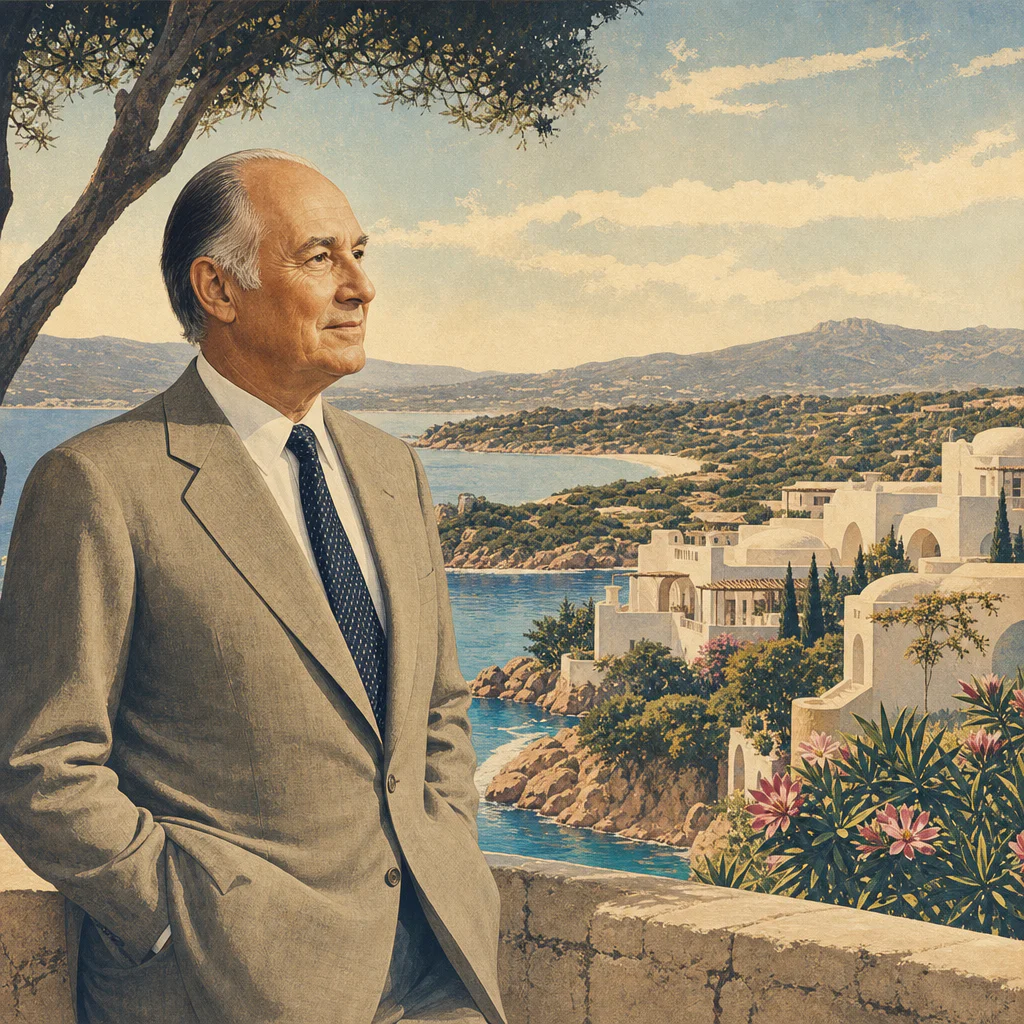 Illustration of Il Principe Karim Aga Khan IV e l'esclusivo modello Costa Smeralda unico
