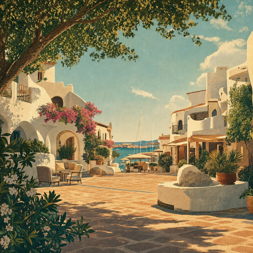 Illustration of La Piazzetta di Porto Cervo: Iconica Esperienza Esclusiva